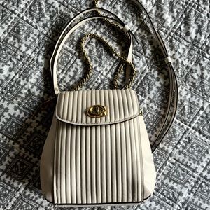 Coach Cream Quilted Shoulder Bag